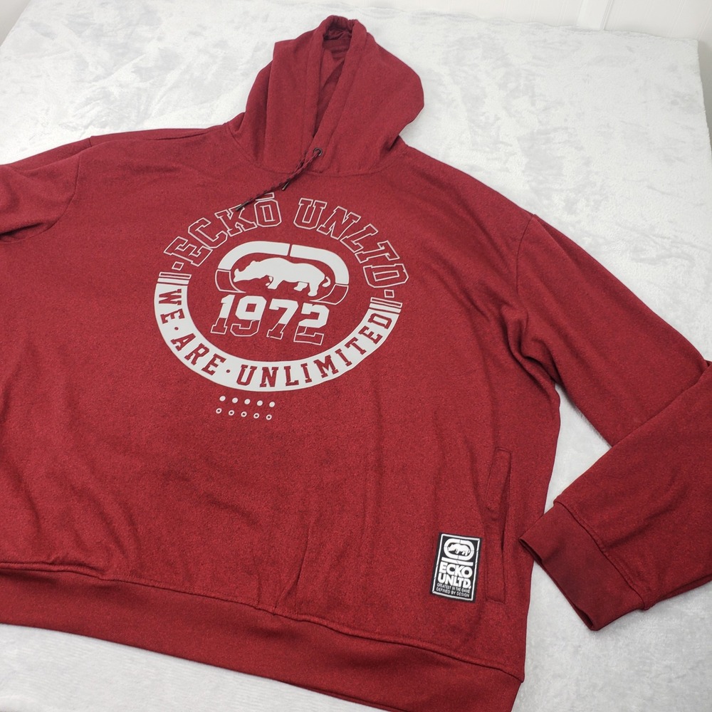 Ecko Unltd. Men's 4XL Red Graphic Hoodie 1972 Logo‎ Sweatshirt Big Plus